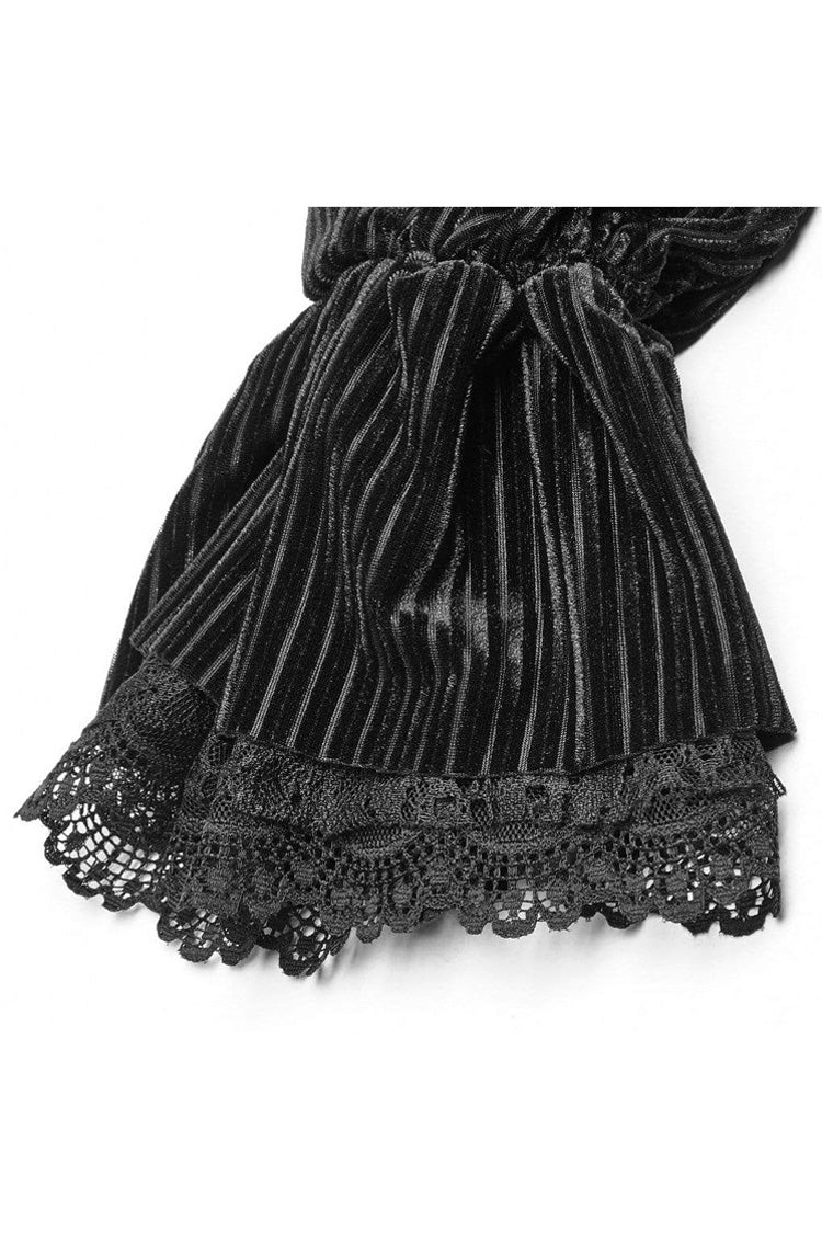Victorian Lolita Blouse - Striped Velvet Metal, 2 Colors, Striped, Women's Style - additional product view 9