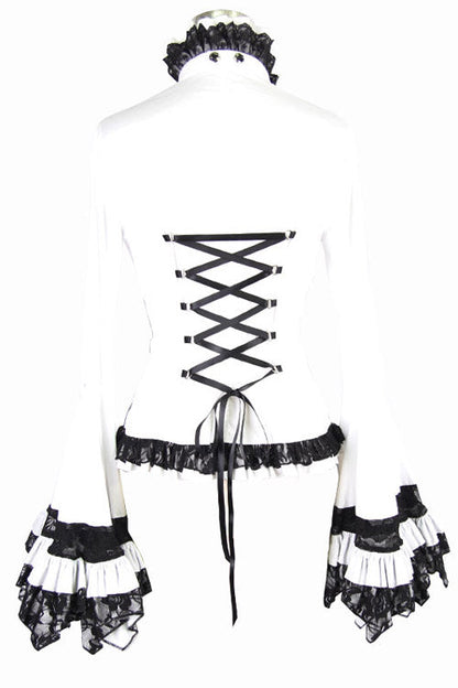 Victorian Lolita Blouse - Vintagetrumpet Sleeves Back, White, Women's Style, Gothic Style - additional product view 7